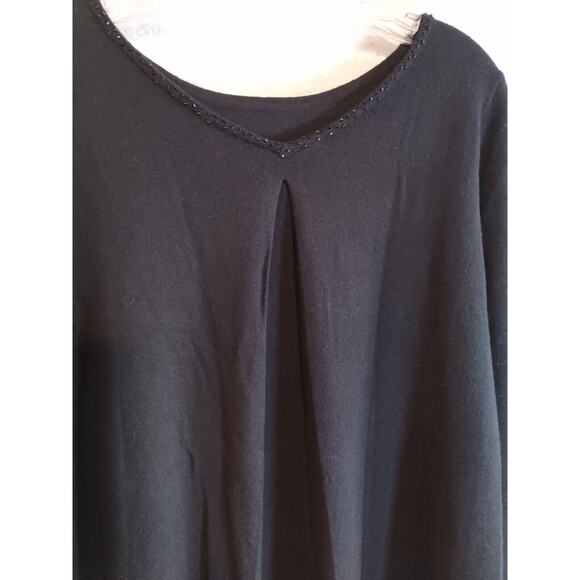 J Jill Sweater Beaded Neck Black Tunic Wool Blend Long Sleeve Women's Small EUC - Picture 4 of 12